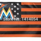 Miami Marlins with stripes and stars Flag 150X90CM  3X5 FT Banner