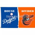 Los Angeles Dodgers vs Baltimore Orioles House Divided Flag 3FTX 5FT