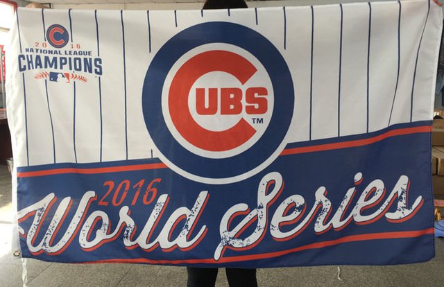 100D polyester Chicago Cubs 2016 world series flag 3ftx5ft with metal Grommets