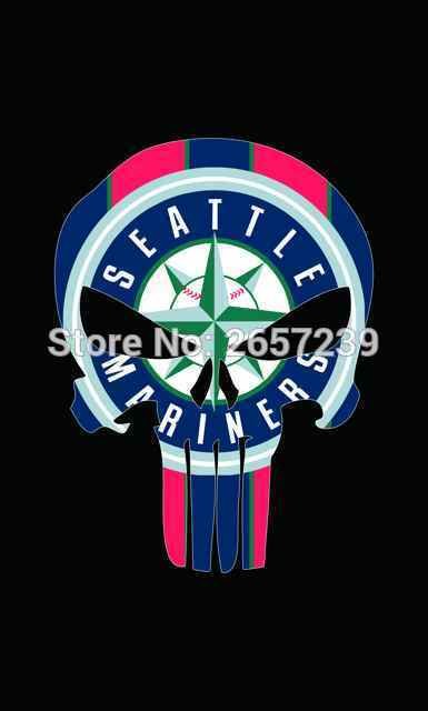 Seattle Mariners Skull Style Flag 3x5FT banner150X90CM 100D Polyester
