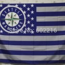 Seattle Mariners with modified US Flag 3ft x 5ft 100D Polyester Baseball Flag