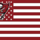 Tampa Bay Buccaneers logo with US stars and White stripes Flag 3FTx5FT