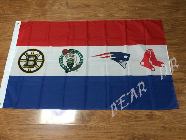 3X5FT Boston Red Sox logo New England Patriots logo background Flag