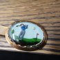 Golf Reverse Painted Glass Tie Clasp Clip Bar Golfer Ball Flag