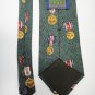 Silk Tie CHAPS Ralph Lauren Green Military Service Medals Mens Necktie 55"