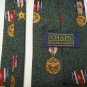 Silk Tie CHAPS Ralph Lauren Green Military Service Medals Mens Necktie 55"