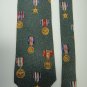 Silk Tie CHAPS Ralph Lauren Green Military Service Medals Mens Necktie 55"