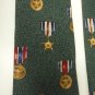 Silk Tie CHAPS Ralph Lauren Green Military Service Medals Mens Necktie 55"