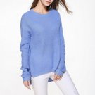 Womens Round Neck Blue Sweater in Large