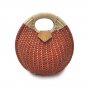 Red Round Shape Top Handle Straw Bag