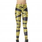 Womens Pirate Costume Leggins Pants Digital Printing Yellow Police Cordon Woman Leggings Fitness