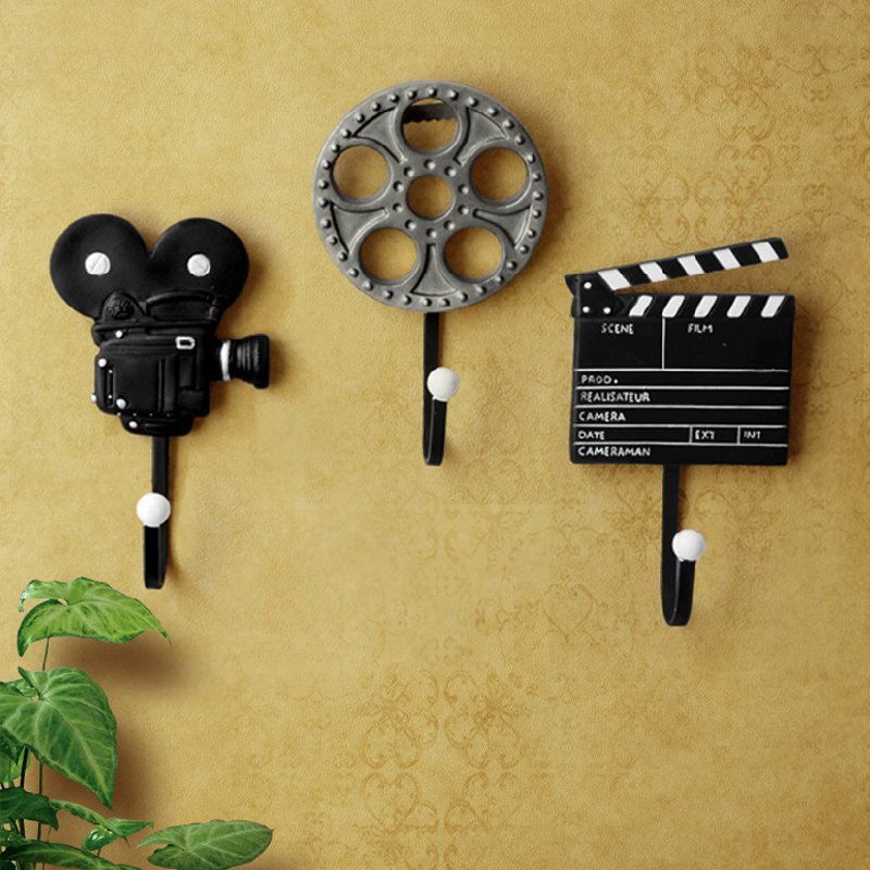 3PCS Creative cinema equipment coat hooks set ,resin wall hooks
