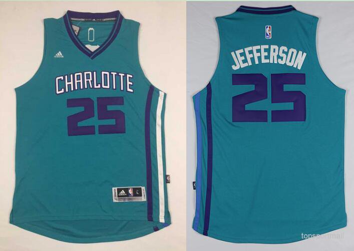 Charlotte Hornets 25 Al Jefferson Hockey Jerseys color green