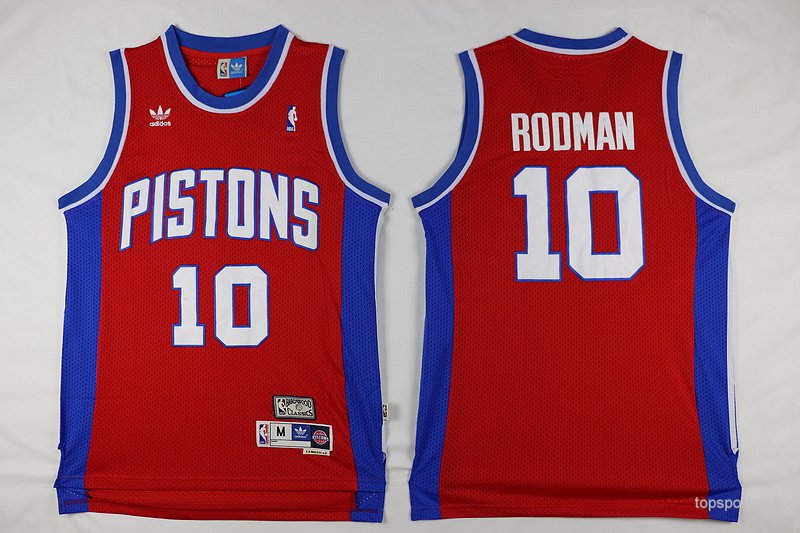 Detroit Pistons 10 Dennis Rodman Hockey Jerseys color red