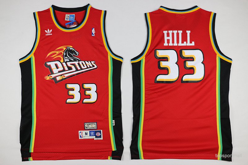 Detroit Pistons 33 Grant Hill Hockey Jerseys color red