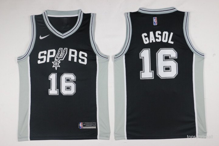 San Antonio Spurs 16 Pau Gasol basketball Jerseys color black