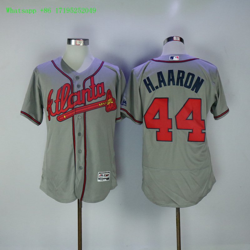 Atlanta braves 44 Hank Aaron basketball Jerseys color grey