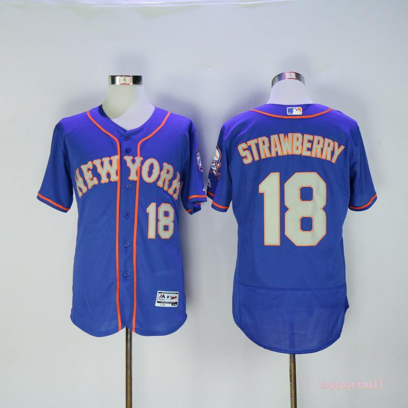 New York Mets 18 Darryl Strawberry basketball Jerseys color blue 2