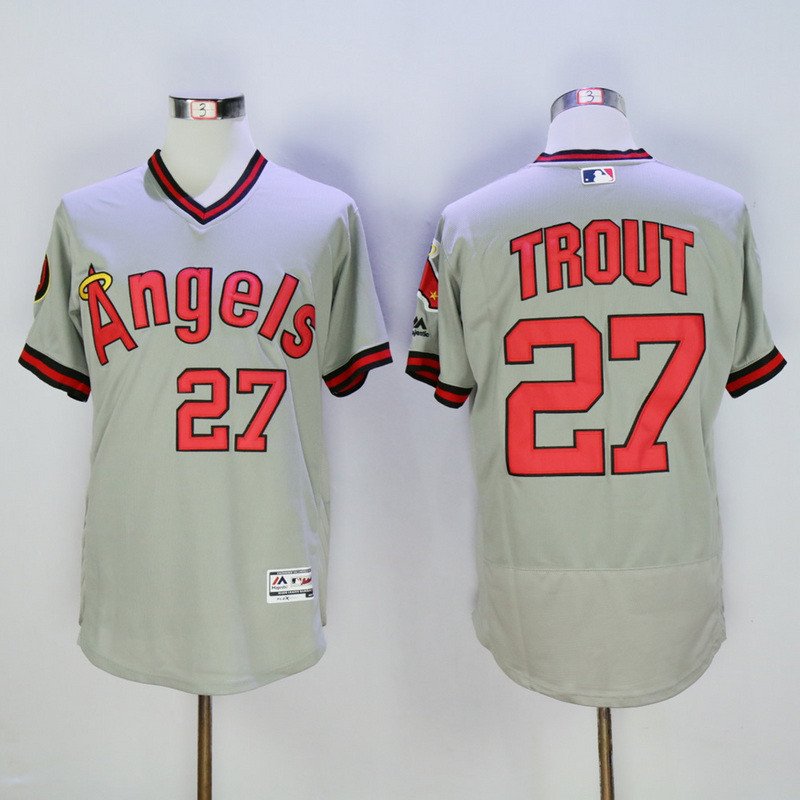 Los Angeles Angels 27 Mike Trout basketball Jerseys color grey