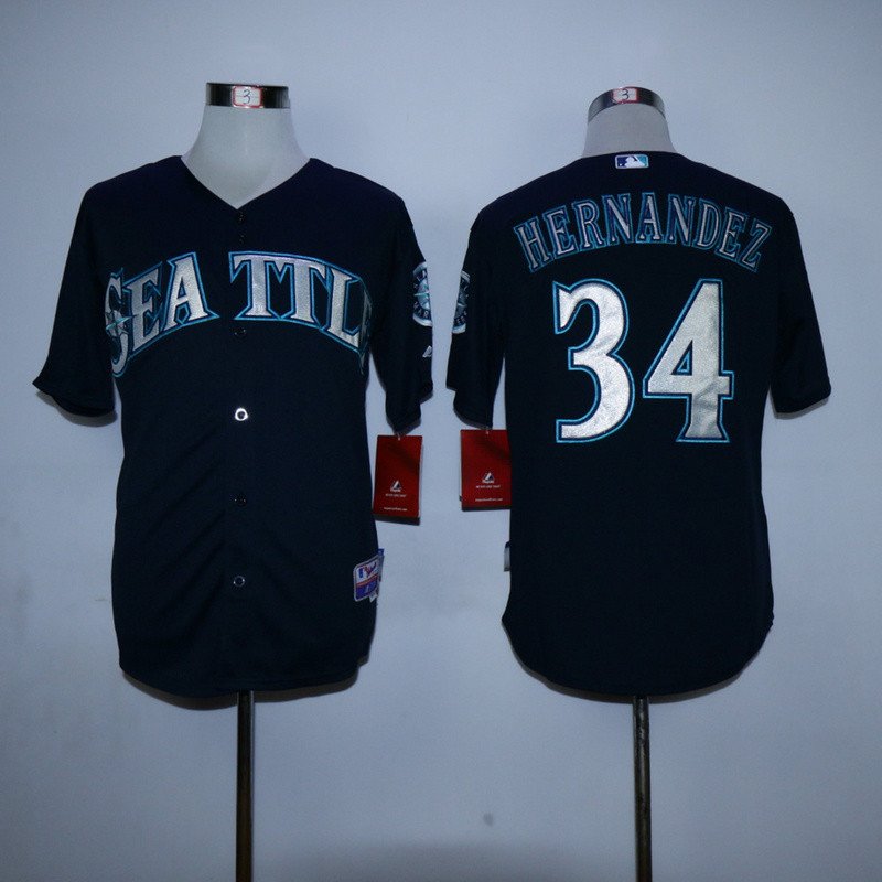 Seattle Mariners 34 Félix Hernández basketball Jerseys color black