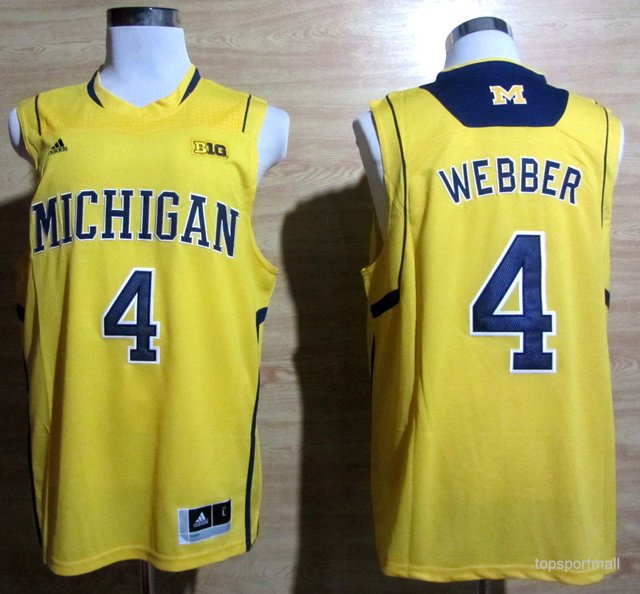 Michigan Wolverines 4 Chirs ber basketball Jerseys color yellow