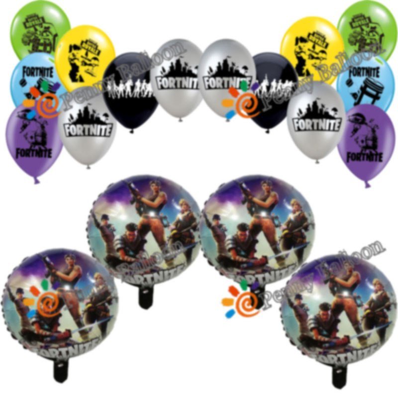 18pcs/lot Fortnite Foil Balloons Birthday Party Toys Fortnite Helium Balloon