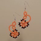 coral tatted lace earrings