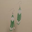 silver-lined green beaded earrings