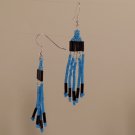 light blue and black beaded earrings