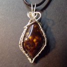 fire agate wrapped in sterling silver