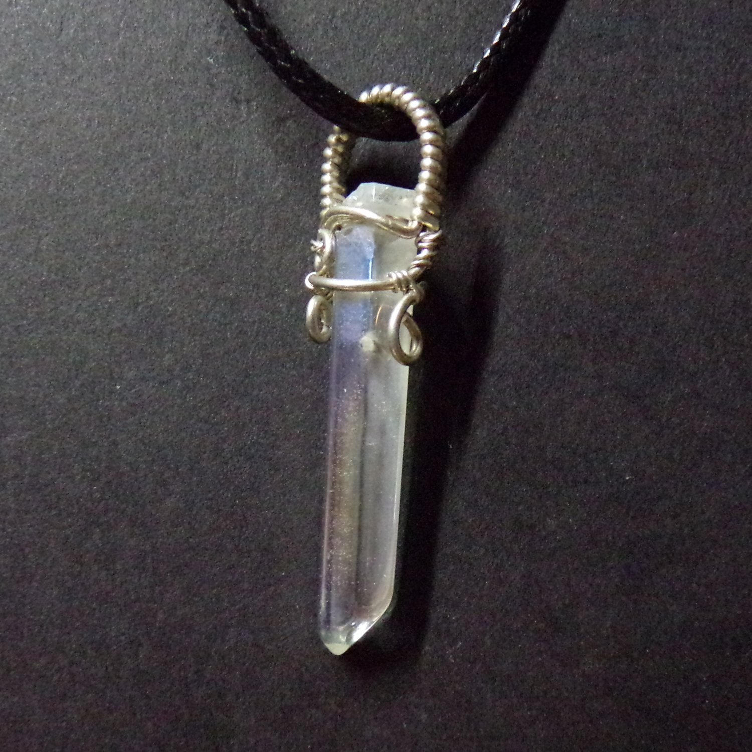 titanium crystal pendant wrapped in silver