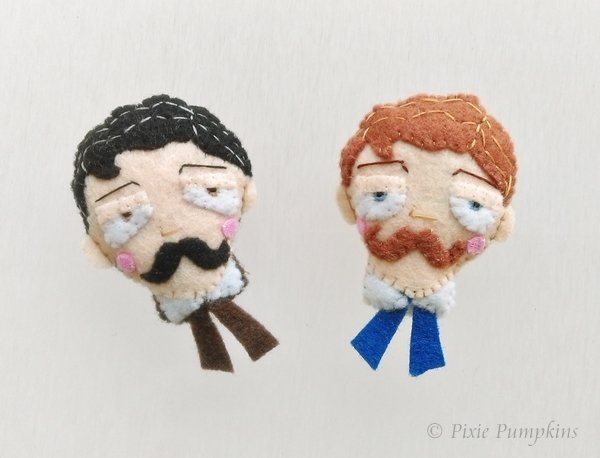 French Mustache Man Brooch - Gentleman Face Pin, Felt Mustache Man Pin - Felt Brooch / Keyring