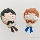 French Mustache Man Brooch - Gentleman Face Pin, Felt Mustache Man Pin - Felt Brooch / Keyring