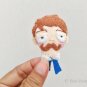 French Mustache Man Brooch - Gentleman Face Pin, Felt Mustache Man Pin - Felt Brooch / Keyring