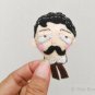 French Mustache Man Brooch - Gentleman Face Pin, Felt Mustache Man Pin - Felt Brooch / Keyring