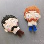 French Mustache Man Brooch - Gentleman Face Pin, Felt Mustache Man Pin - Felt Brooch / Keyring