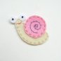 Cute Animal Felt Applique, Felt Embroidered Animal Applique - Snail With Pink Shell & Grey Whale