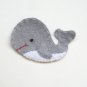 Cute Animal Felt Applique, Felt Embroidered Animal Applique - Snail With Pink Shell & Grey Whale