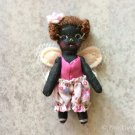 Tiny Doll With Fairy Wings, Miniature Black Fairy Doll, Ooak Doll, Fairy Little Black Girl