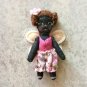 Tiny Doll With Fairy Wings, Miniature Black Fairy Doll, Ooak Doll, Fairy Little Black Girl