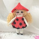 Tiny Fairy Doll, Handmade Rag Doll, Miniature Ladybug Fairy Doll, Little Ladybug Fairy, Pocket Doll