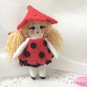 Tiny Fairy Doll, Handmade Rag Doll, Miniature Ladybug Fairy Doll, Little Ladybug Fairy, Pocket Doll