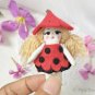 Tiny Fairy Doll, Handmade Rag Doll, Miniature Ladybug Fairy Doll, Little Ladybug Fairy, Pocket Doll
