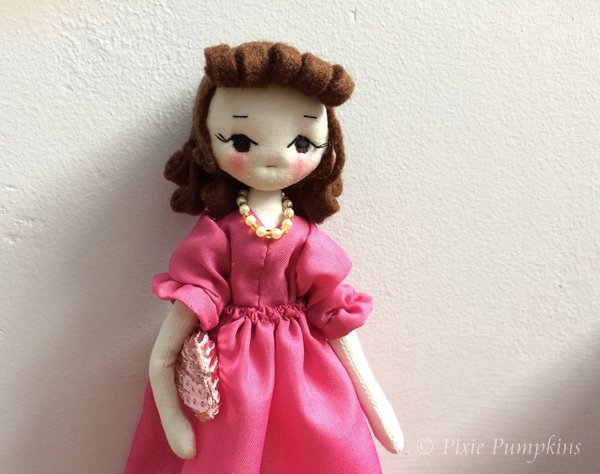 Handmade Princess Doll / Cloth Girl Doll / Princess In Fuchsia / Ooak doll / Textile Doll Princess