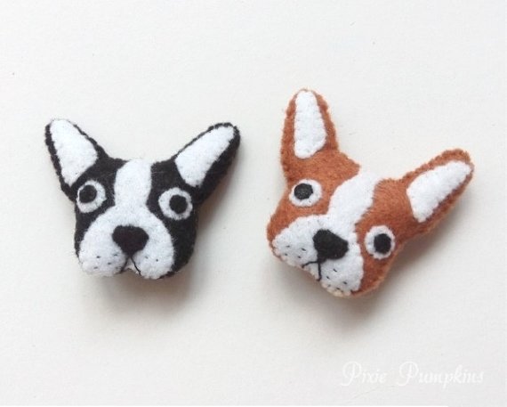 Felt Dog Boston Terrier Brooch, Dog Felt Brooch, Felt Animal, Felt Dog Brooch Pin, Handmade Jewelry