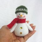 Handmade Snowman Ornament With Crocheted Hat & Scarf, Snowman Plush, Felt Ornament, Christmas Decor