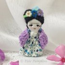 Handmade Miniature Frida Kahlo Doll, Frida Kahlo Cloth Doll, Tiny Frida Plush Doll, Day Of The Dead
