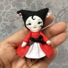 Miniature Red & Black Jester Ooak Doll, Jester Circus Doll, Jester Handmade Cloth Doll, Collectible