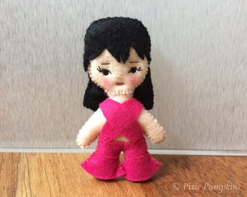 Selena Quintanilla Doll, Tiny Selena Stubby, Bidi Bidi Bom Bom, Handmade Felt Mini Plush/Ornament