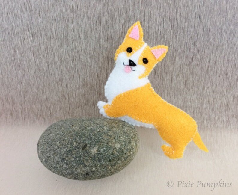 Felt Corgi Dog Plush, Christmas Ornament Decor, Holiday Dog Decoration, Gift For Dog Lover
